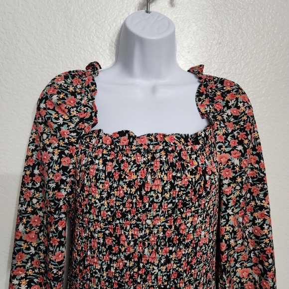 PRETTYGARDEN Long Puff Sleeve Floral Midi Bodycon Dress Size Large - Picture 3 of 11